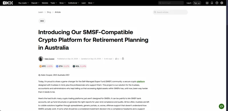 OKX Australia CEO Kate Cooper announcement