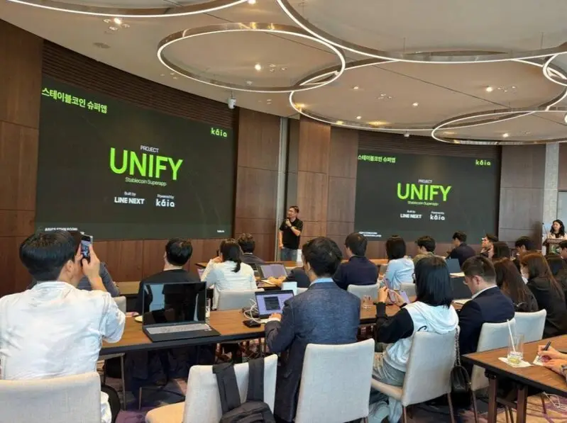Kaia's Project Unify announcement showing stablecoin strategy presentation