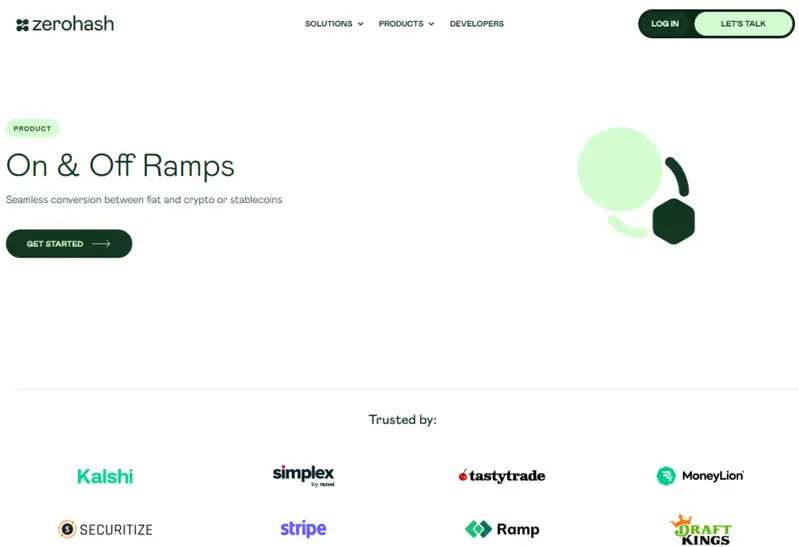 ZeroHash platform interface