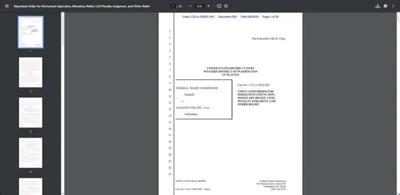 Amazon Prime FTC Court settlement legal documentation
