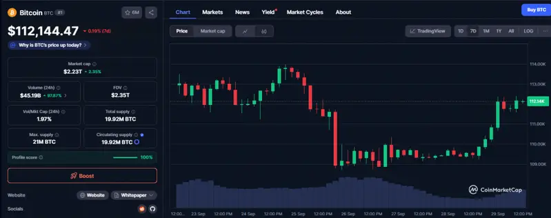 Bitcoin price chart
