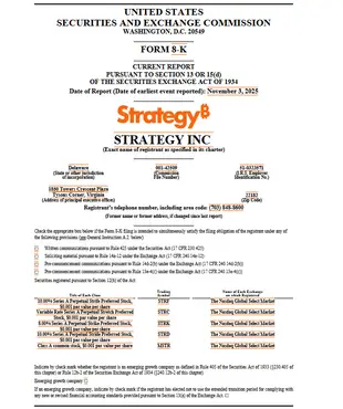 SEC filing showing STRE ticker and Nasdaq listing details