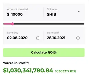 Shiba Inu 2020 roi calculator