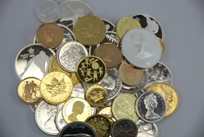 silver and gold coins