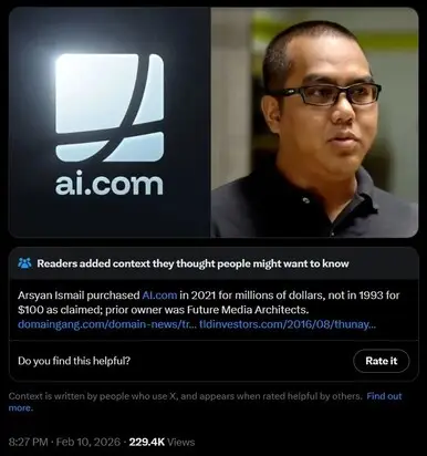 Arsyan Ismail AI.com fact check on X Twitter Community Notes