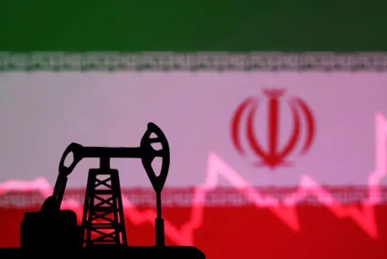 Iranian flag, oil pump jack