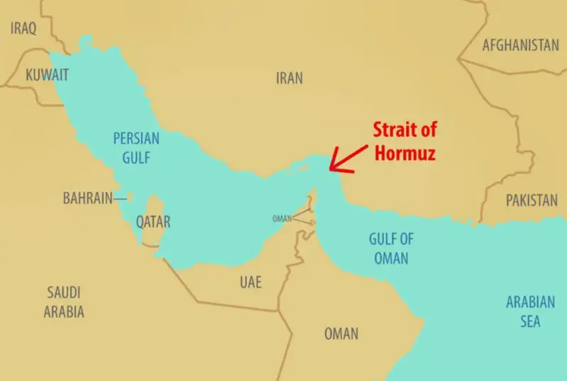 Iran Strait of Hormuz geographic location map