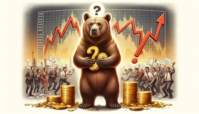 Bear holding coins