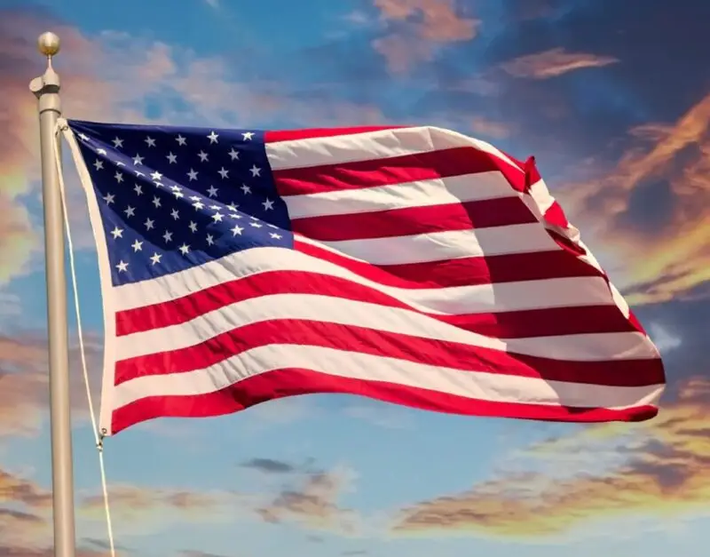 usa flag flying on pole